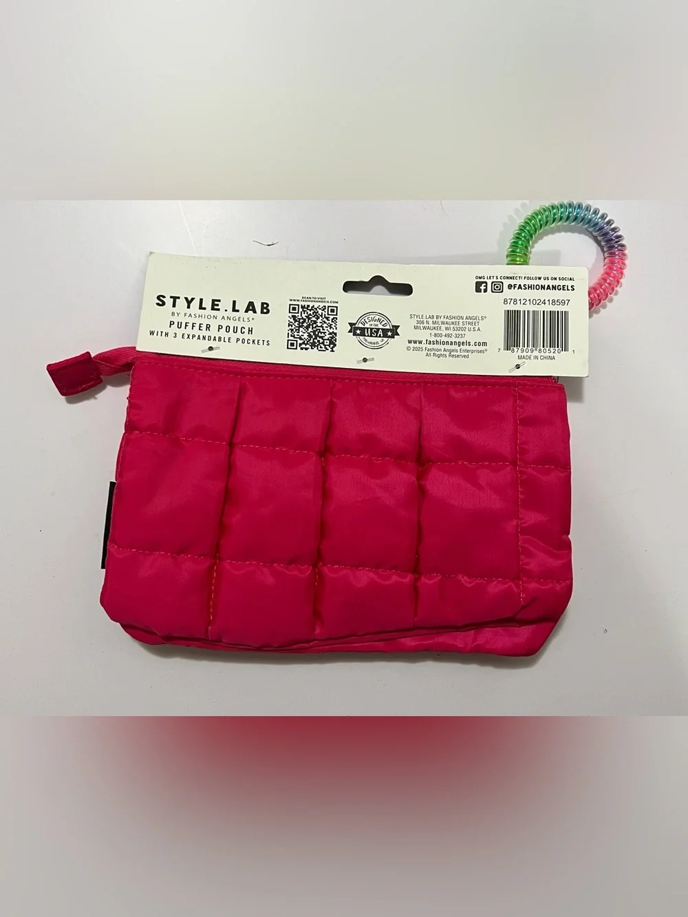 🆕 Style.Lab Pink Puffer Pouch 3 Expandable Pockets NWT